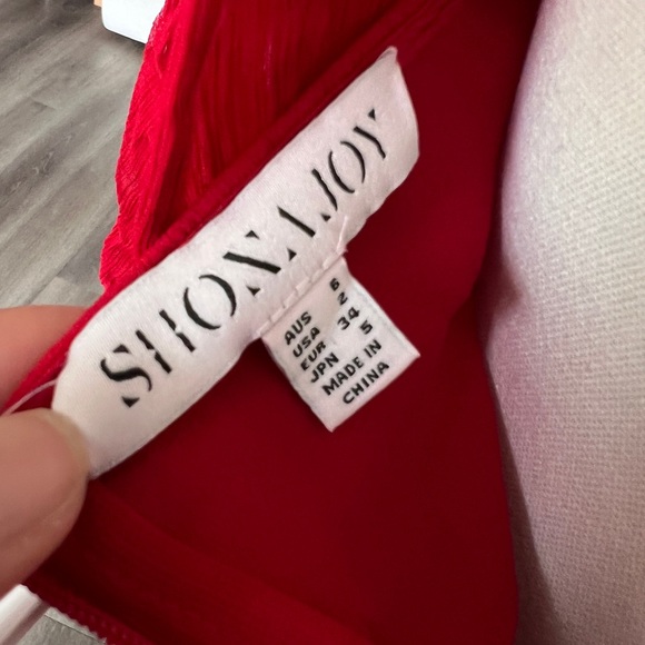 Long sleeve chiffon Red Mini Dress - Picture 8 of 14